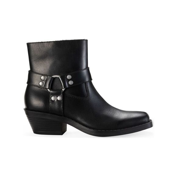 SUN STONE Womens Black Ring Hardware Non-Slip Zip-Up Leather Booties 6.5 - Picture 2 of 4